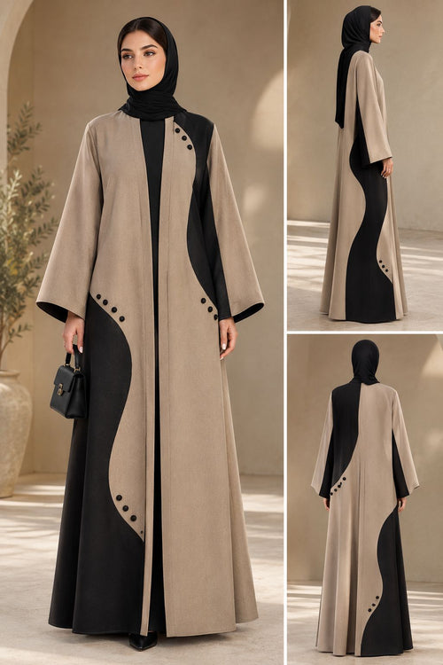 BLACK AND BROWN ABAYA .