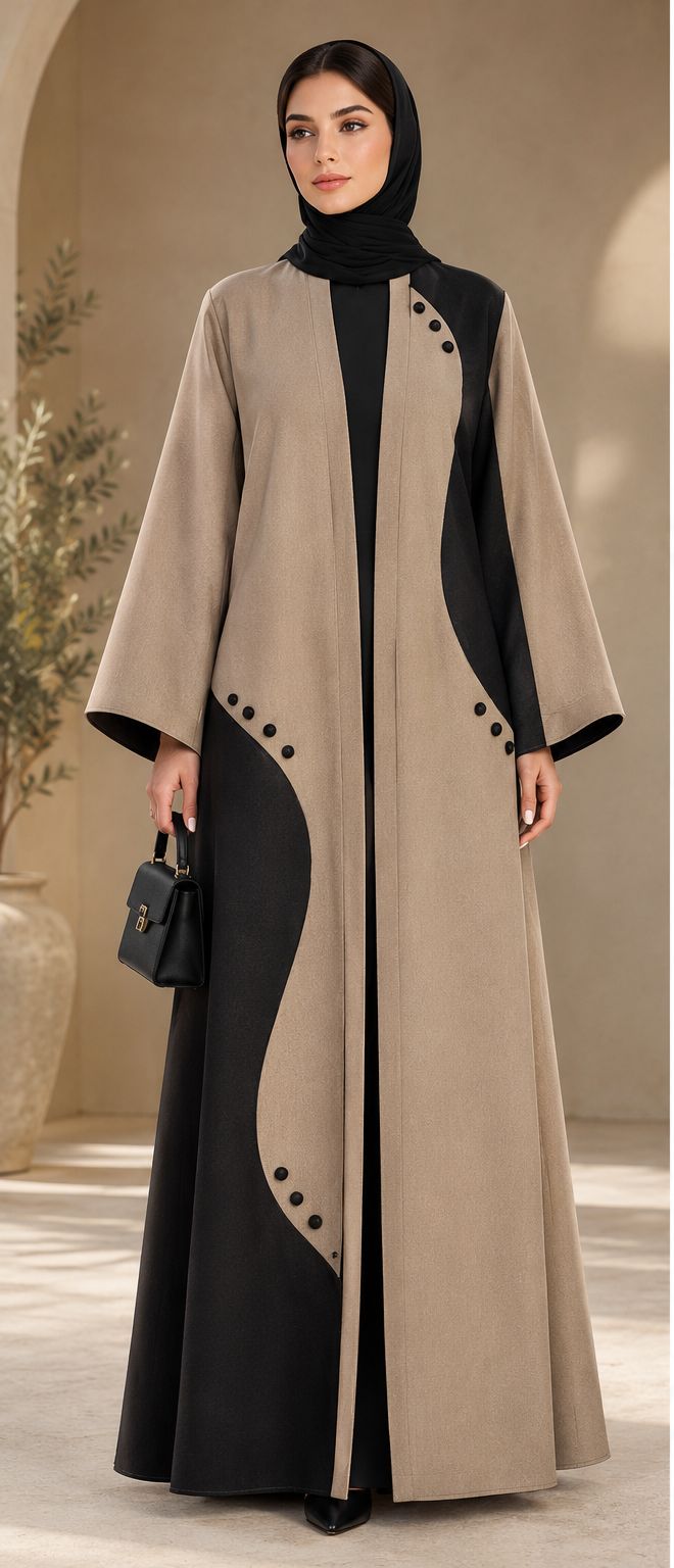 BLACK AND BROWN ABAYA .